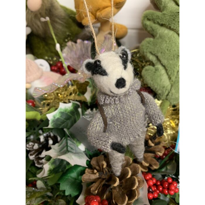 Gisela Graham Wool Mix Badger with Backpack Decoration